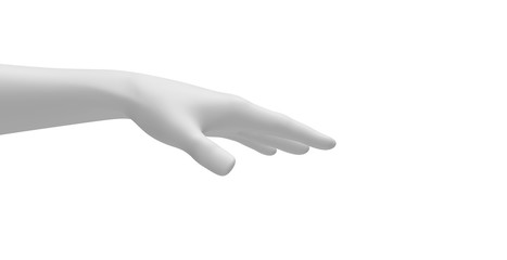 White Mannequin Hand on a white background. 3d image, 3d rendering