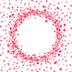 Circle frame with pink and red hearts