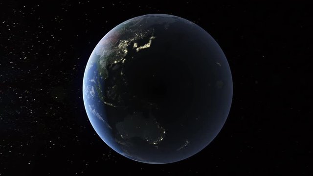 Realistic 3d animated earth showing the borders of the country Tonga and the capital Nuku&rsquo;alofa in 4K resolution at nighttime