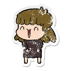 distressed sticker of a cartoon woman