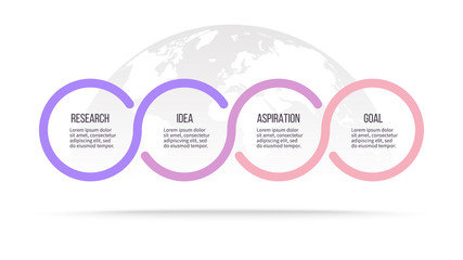 Business infographics. Timeline with 4 steps, options, circles. Vector template.