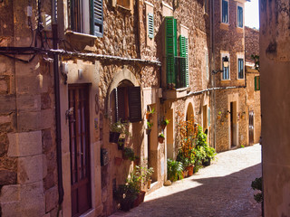 old town in mallorca, vintage style