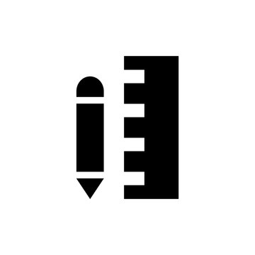 Pen and liear icon.  Drawing tool sign