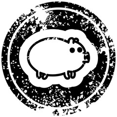 fat pig distressed icon