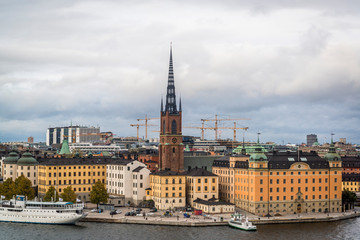 View of Riddarholmen island and Riddarholmen church, Stockholm, Sweden