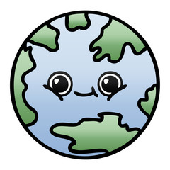 gradient shaded cartoon planet earth