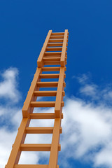3d rendering of wooden ladder and blue sky