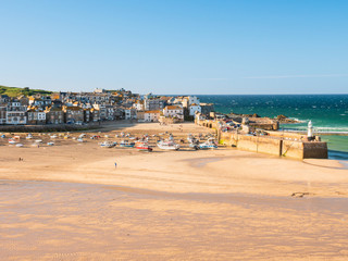 Beautiful St Ives beach, as sunset approaches.