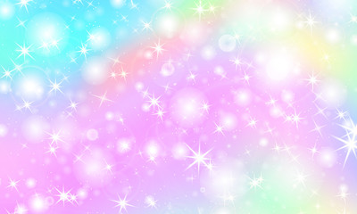 Unicorn rainbow background. Holographic sky