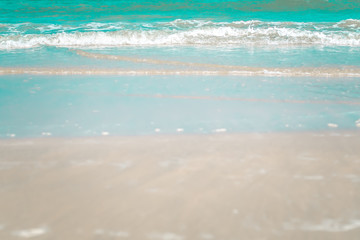 Blue ocean wave on sandy beach.nature idea background.blue soft tone