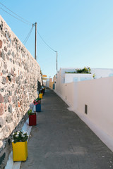 Firostefani town street in Santorini island, Greece