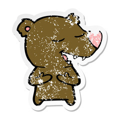 distressed sticker of a cartoon bear