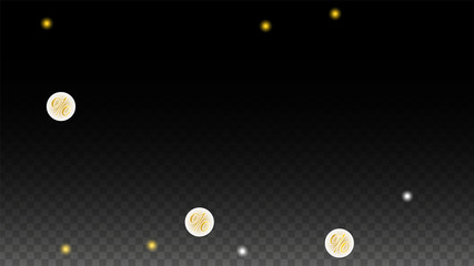 Luxury Vector Gold Percentage Sign Confetti on Transparent. Percent Sale Background. Business, Economics Print. Discount Illustration. Promotion Poster. Black Friday Banner. Special offer Template.