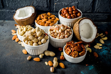 Various types of nuts