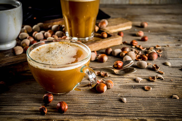 Homemade hazelnut coffee latte
