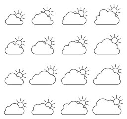 Mostly cloudy icon on white background