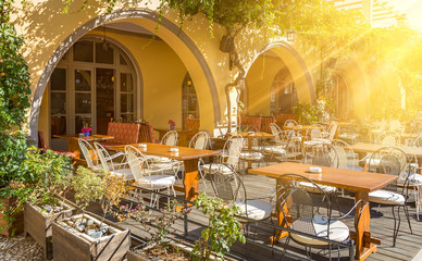 Traditional cafe in Kos town at Kos island, Greece