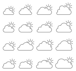 Mostly cloudy icon on white background