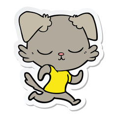 sticker of a cute cartoon dog running
