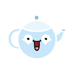 flat color retro cartoon teapot