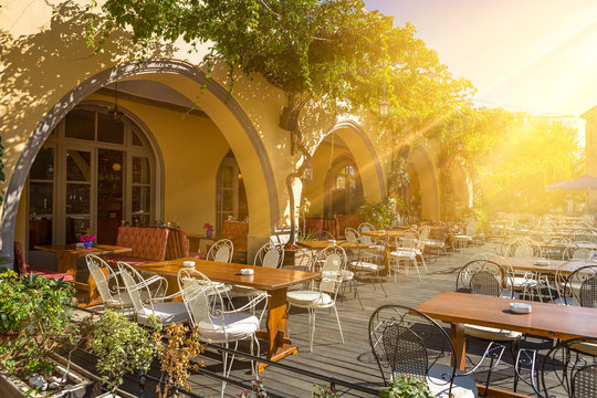 Traditional cafe in Kos town at Kos island, Greece