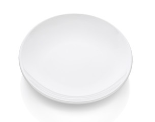Empty white plate isolated on a white background