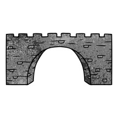 textured cartoon doodle of a stone bridge