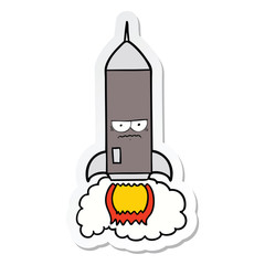 sticker of a cartoon rocket