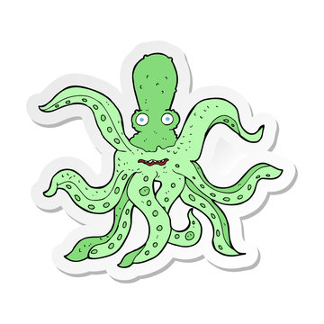 sticker of a cartoon giant octopus