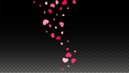 Hearts Confetti Falling Background. St. Valentine's Day pattern. Romantic Scattered Hearts Design Element. Love. Sweet Moment. Gift. Cute Element of Design for Sales or Celebration.