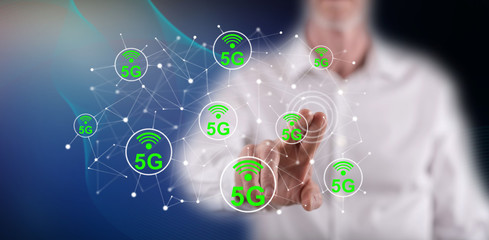 Man touching a 5g concept