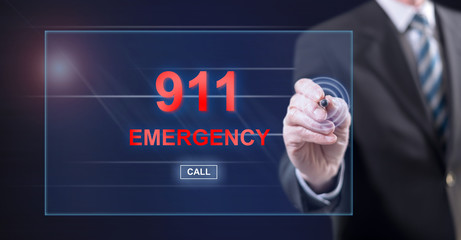 Man touching an emergency concept