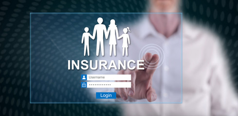 Man touching insurance concept