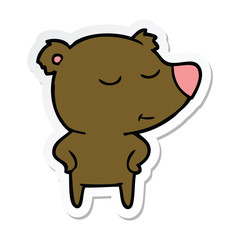 sticker of a happy cartoon bear