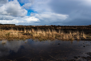 Rural Irish peat bog landscape