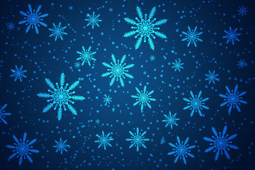 Naklejka na ściany i meble Christmas, Bokeh snowflakes blue background