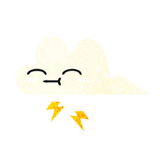 retro illustration style cartoon thunder cloud