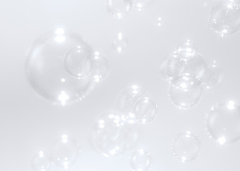 White soap bubbles float background.