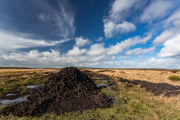 Rural Ireland peat bog landscape