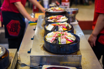 Hotpot in Taiwanese style. Hot pot is one of the most common street food in Taichung, Taiwan