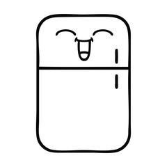 line drawing cartoon fridge freezer