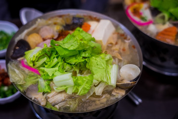 Hotpot in Taiwanese style. Hot pot is one of the most common street food in Taichung, Taiwan