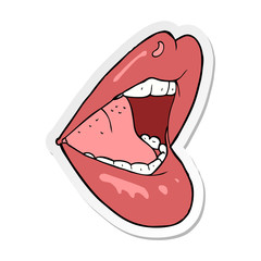 sticker of a cartoon open mouth