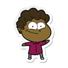 sticker of a cartoon happy man