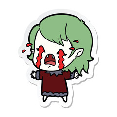 sticker of a cartoon crying vampire girl