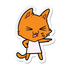 Obraz premium sticker of a cartoon cat hissing