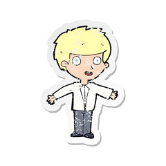 retro distressed sticker of a cartoon happy boy