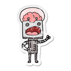 distressed sticker of a cartoon robot
