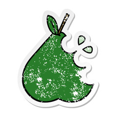 distressed sticker of a cute cartoon pear