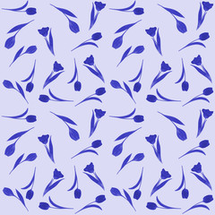 Seamless pattern hand-drawn watercolor. Spring pink tulips